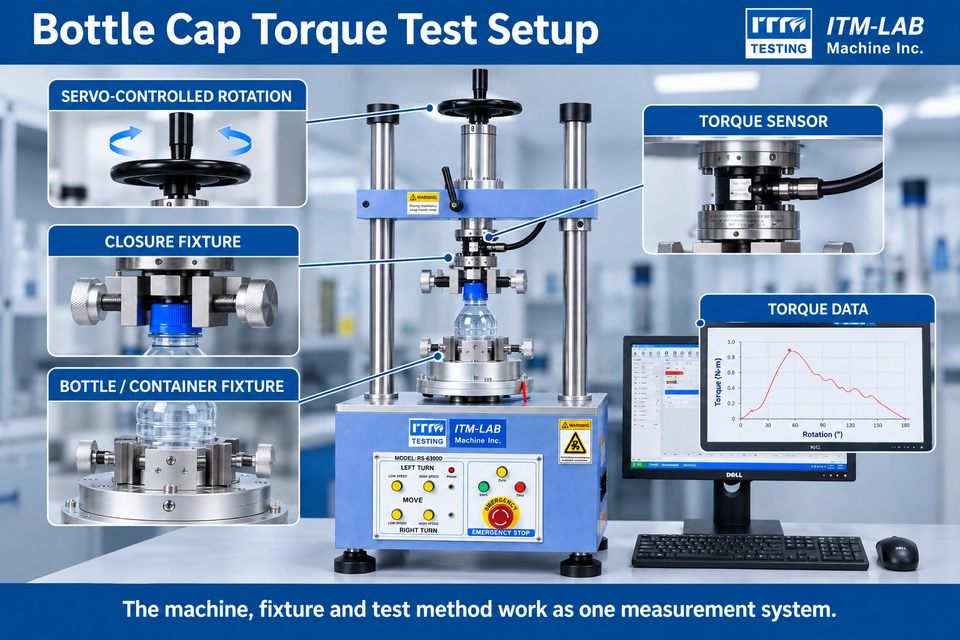 automatic bottle cap torque tester setup